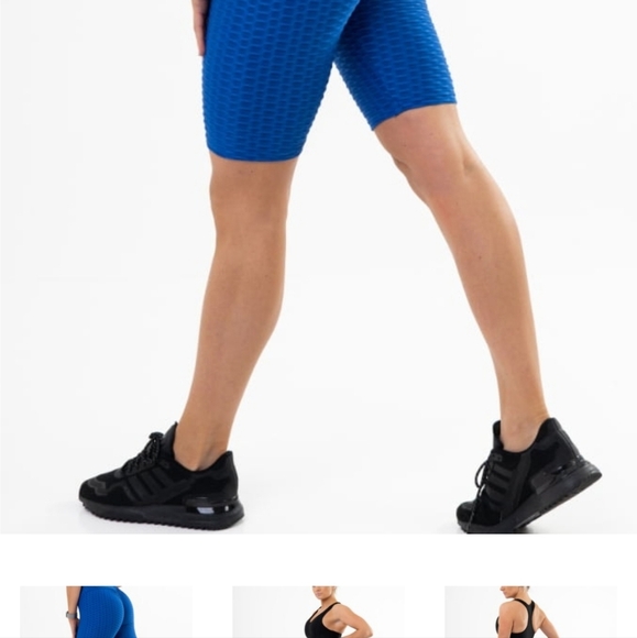 New Mix Biker Short, Butt Enhancing Yoga Shorts, Size Small/Medium Royal Blue. - Picture 3 of 5